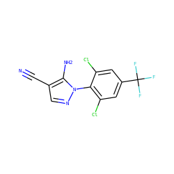 N#Cc1cnn(-c2c(Cl)cc(C(F)(F)F)cc2Cl)c1N ZINC000000110937