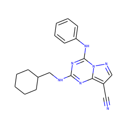 N#Cc1cnn2c(Nc3ccccc3)nc(NCC3CCCCC3)nc12 ZINC000016052397