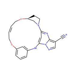 N#Cc1cnn2c3cc(nc12)N1CC[C@@H](C1)OC/C=C/COc1cccc(c1)N3 ZINC001772588606