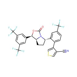 N#Cc1cscc1-c1ccc(C(F)(F)F)cc1[C@@H]1CC[C@H]2[C@@H](c3cc(C(F)(F)F)cc(C(F)(F)F)c3)OC(=O)N12 ZINC000169709038