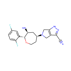 N#Cc1n[nH]c2c1CN([C@H]1CCO[C@H](c3cc(F)ccc3F)[C@@H](N)C1)C2 ZINC000144195060