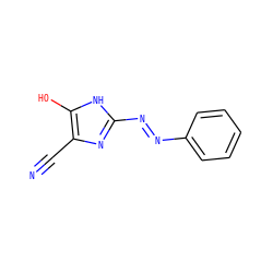 N#Cc1nc(/N=N/c2ccccc2)[nH]c1O ZINC000005614811