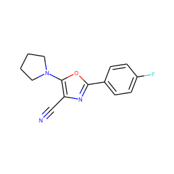 N#Cc1nc(-c2ccc(F)cc2)oc1N1CCCC1 ZINC000000408751