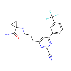 N#Cc1nc(CCCNC2(C(N)=O)CC2)cc(-c2cccc(C(F)(F)F)c2)n1 ZINC000064527298