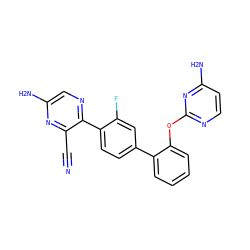 N#Cc1nc(N)cnc1-c1ccc(-c2ccccc2Oc2nccc(N)n2)cc1F ZINC000224773066