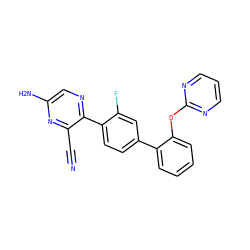 N#Cc1nc(N)cnc1-c1ccc(-c2ccccc2Oc2ncccn2)cc1F ZINC000224853193