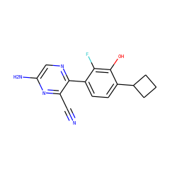 N#Cc1nc(N)cnc1-c1ccc(C2CCC2)c(O)c1F ZINC000212140157