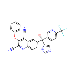 N#Cc1nc2ccc([C@@](O)(c3ccc(C(F)(F)F)nc3)c3cnc[nH]3)cc2c(C#N)c1Oc1ccccc1 ZINC001772603421