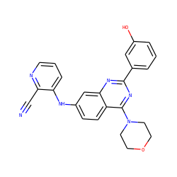 N#Cc1ncccc1Nc1ccc2c(N3CCOCC3)nc(-c3cccc(O)c3)nc2c1 ZINC000653716267