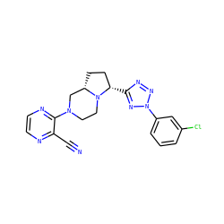 N#Cc1nccnc1N1CCN2[C@@H](CC[C@@H]2c2nnn(-c3cccc(Cl)c3)n2)C1 ZINC000034778285