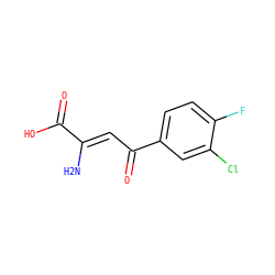 N/C(=C\C(=O)c1ccc(F)c(Cl)c1)C(=O)O ZINC000100773382
