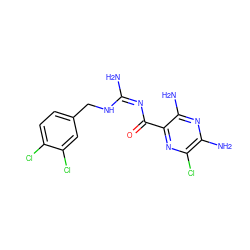 N/C(=N/C(=O)c1nc(Cl)c(N)nc1N)NCc1ccc(Cl)c(Cl)c1 ZINC000009226184
