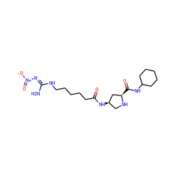 N/C(=N\[N+](=O)[O-])NCCCCCC(=O)N[C@@H]1CN[C@H](C(=O)NC2CCCCC2)C1 ZINC000029124783