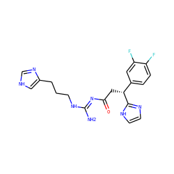 N/C(=N\C(=O)C[C@H](c1ccc(F)c(F)c1)c1ncc[nH]1)NCCCc1c[nH]cn1 ZINC000040894565