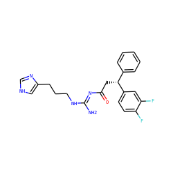N/C(=N\C(=O)C[C@H](c1ccccc1)c1ccc(F)c(F)c1)NCCCc1c[nH]cn1 ZINC000040893464