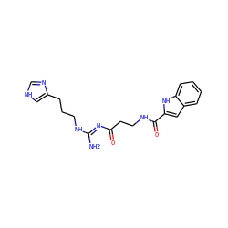 N/C(=N\C(=O)CCNC(=O)c1cc2ccccc2[nH]1)NCCCc1c[nH]cn1 ZINC000040914866