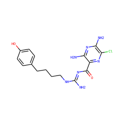 N/C(=N\C(=O)c1nc(Cl)c(N)nc1N)NCCCCc1ccc(O)cc1 ZINC000033983986