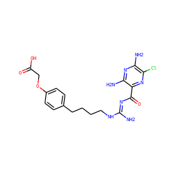 N/C(=N\C(=O)c1nc(Cl)c(N)nc1N)NCCCCc1ccc(OCC(=O)O)cc1 ZINC000036176070