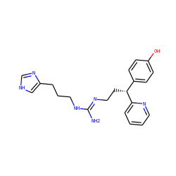 N/C(=N\CC[C@H](c1ccc(O)cc1)c1ccccn1)NCCCc1c[nH]cn1 ZINC000013816181