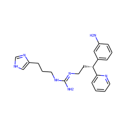 N/C(=N\CC[C@H](c1cccc(N)c1)c1ccccn1)NCCCc1c[nH]cn1 ZINC000013816189