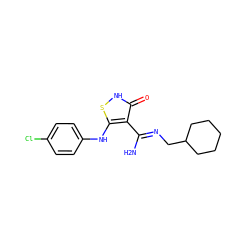 N/C(=N\CC1CCCCC1)c1c(Nc2ccc(Cl)cc2)s[nH]c1=O ZINC000034802624