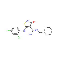N/C(=N\CC1CCCCC1)c1c(Nc2ccc(Cl)cc2Cl)s[nH]c1=O ZINC000034802616