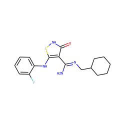 N/C(=N\CC1CCCCC1)c1c(Nc2ccccc2F)s[nH]c1=O ZINC000034802635