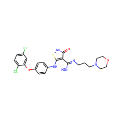 N/C(=N\CCCN1CCOCC1)c1c(Nc2ccc(Oc3cc(Cl)ccc3Cl)cc2)s[nH]c1=O ZINC000034802648