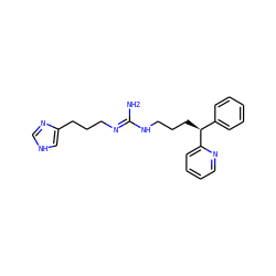 N/C(=N\CCCc1c[nH]cn1)NCCC[C@@H](c1ccccc1)c1ccccn1 ZINC000013816243
