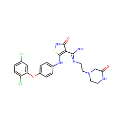 N/C(=N\CCN1CCNC(=O)C1)c1c(Nc2ccc(Oc3cc(Cl)ccc3Cl)cc2)s[nH]c1=O ZINC000034802784