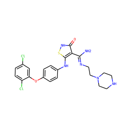 N/C(=N\CCN1CCNCC1)c1c(Nc2ccc(Oc3cc(Cl)ccc3Cl)cc2)s[nH]c1=O ZINC000034802652