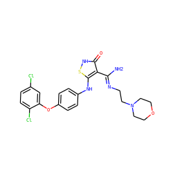 N/C(=N\CCN1CCOCC1)c1c(Nc2ccc(Oc3cc(Cl)ccc3Cl)cc2)s[nH]c1=O ZINC000034802647