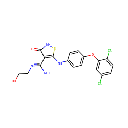 N/C(=N\CCO)c1c(Nc2ccc(Oc3cc(Cl)ccc3Cl)cc2)s[nH]c1=O ZINC000034802788