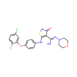 N/C(=N\N1CCOCC1)c1c(Nc2ccc(Oc3cc(Cl)ccc3Cl)cc2)s[nH]c1=O ZINC000034802665