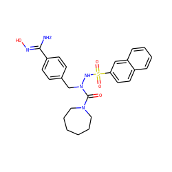 N/C(=N\O)c1ccc(CN(NS(=O)(=O)c2ccc3ccccc3c2)C(=O)N2CCCCCC2)cc1 ZINC000029324917