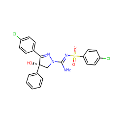 N/C(=N\S(=O)(=O)c1ccc(Cl)cc1)N1C[C@@](O)(c2ccccc2)C(c2ccc(Cl)cc2)=N1 ZINC000013559239