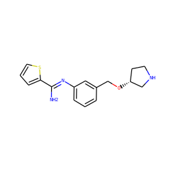 N/C(=N\c1cccc(CO[C@@H]2CCNC2)c1)c1cccs1 ZINC000223071420