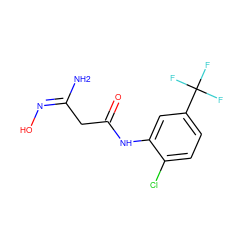 N/C(CC(=O)Nc1cc(C(F)(F)F)ccc1Cl)=N/O ZINC000013140243