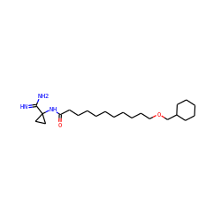 N=C(N)C1(NC(=O)CCCCCCCCCCOCC2CCCCC2)CC1 ZINC000071319090