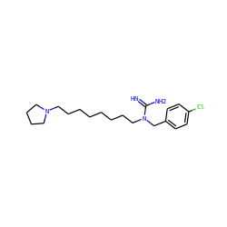 N=C(N)N(CCCCCCCCN1CCCC1)Cc1ccc(Cl)cc1 ZINC000013809094