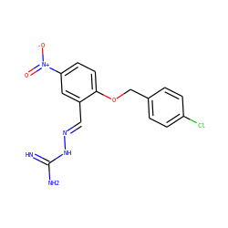 N=C(N)N/N=C/c1cc([N+](=O)[O-])ccc1OCc1ccc(Cl)cc1 ZINC000028888704