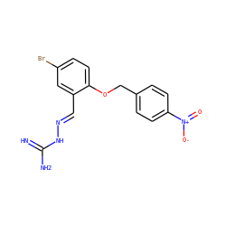 N=C(N)N/N=C/c1cc(Br)ccc1OCc1ccc([N+](=O)[O-])cc1 ZINC000028888472