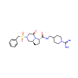 N=C(N)N1CCC(CNC(=O)[C@@H]2CC[C@H]3CN(S(=O)(=O)Cc4ccccc4)CC(=O)N32)CC1 ZINC000026935167