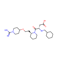 N=C(N)N1CCC(OCC[C@@H]2CCCCN2C(=O)[C@H](CC(=O)O)NCC2CCCCC2)CC1 ZINC000013473950