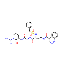 N=C(N)N1CCC[C@H](NC(=O)CNC(=O)[C@@H](CCNC(=O)c2cnnc3ccccc23)NS(=O)(=O)Cc2ccccc2)[C@@H]1O ZINC000027094716