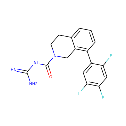 N=C(N)NC(=O)N1CCc2cccc(-c3cc(F)c(F)cc3F)c2C1 ZINC000473170834