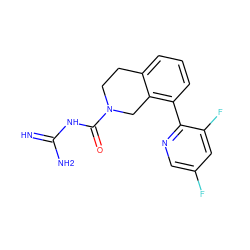 N=C(N)NC(=O)N1CCc2cccc(-c3ncc(F)cc3F)c2C1 ZINC000473170728