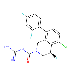 N=C(N)NC(=O)N1Cc2c(-c3ccc(F)cc3F)ccc(Cl)c2[C@@H](F)C1 ZINC000473171536