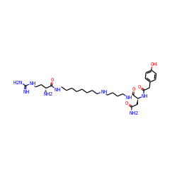 N=C(N)NCC[C@@H](N)C(=O)NCCCCCCCCNCCCCNC(=O)[C@H](CC(N)=O)NC(=O)Cc1ccc(O)cc1 ZINC000095593136