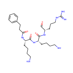 N=C(N)NCCC[C@@H](C=O)NC(=O)[C@H](CCCCN)NC(=O)[C@H](CCCCN)NC(=O)CCc1ccccc1 ZINC000042889342